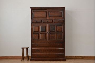 中古　北海道民芸家具　3段重ねチェスト、整理箪笥(定価約68万円)(整理タンス)