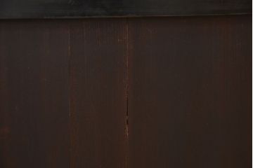 アンティーク家具　古民具・骨董　味わい深い絵画入り引き戸の時代収納棚(箪笥)