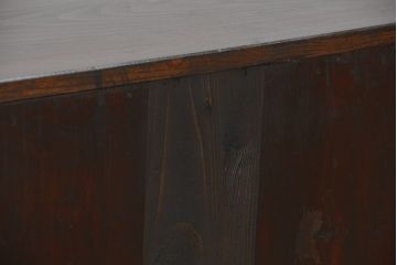 アンティーク家具　古民具・骨董　味わい深い絵画入り引き戸の時代収納棚(箪笥)