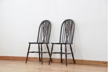 アンティーク家具　イギリスアンティーク　シックなダイニングチェア2脚セット(椅子、イス)