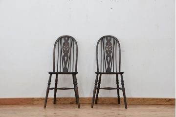 アンティーク家具　イギリスアンティーク　シックなダイニングチェア2脚セット(椅子、イス)