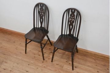 アンティーク家具　イギリスアンティーク　シックなダイニングチェア2脚セット(椅子、イス)