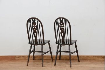 アンティーク家具　イギリスアンティーク　シックなダイニングチェア2脚セット(椅子、イス)