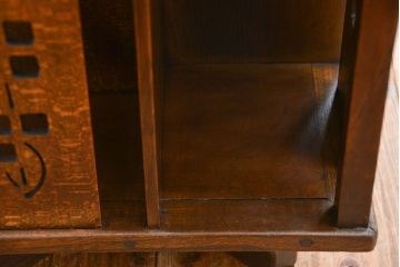 アンティーク家具　大正ロマン　ナラ材のかわいらしい卓上リボルビングブックシェルフ(本棚)