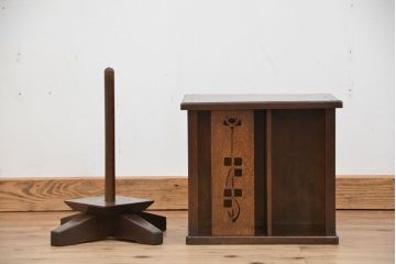 アンティーク家具　大正ロマン　ナラ材のかわいらしい卓上リボルビングブックシェルフ(本棚)