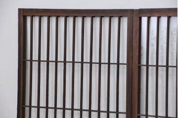 古民具・骨董　格子の入ったガラス引き戸4枚セット(窓、ガラス戸、書院戸)