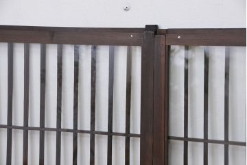 古民具・骨董　格子の入ったガラス引き戸4枚セット(窓、ガラス戸、書院戸)