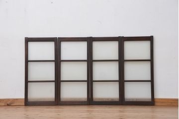 アンティーク　シンプルな縦型引き戸4枚セット(ガラス戸、窓)