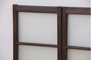 アンティーク　シンプルな縦型引き戸4枚セット(ガラス戸、窓)