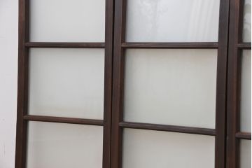 アンティーク　シンプルな縦型引き戸4枚セット(ガラス戸、窓)