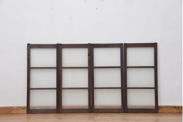 アンティーク　シンプルな縦型引き戸4枚セット(ガラス戸、窓)