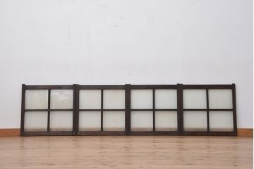 古民具・骨董　味のある小振りな引き戸4枚セット(窓、ガラス戸)
