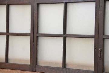 古民具・骨董　味のある小振りな引き戸4枚セット(窓、ガラス戸)