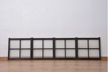古民具・骨董　味のある小振りな引き戸4枚セット(窓、ガラス戸)