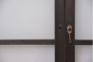 古民具・骨董　シックなガラス戸2枚セット(1)(引き戸、窓)