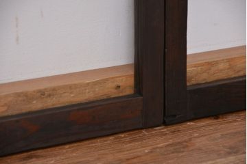 古民具・骨董　シックなガラス戸2枚セット(1)(引き戸、窓)
