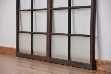 古民具・骨董　シックなガラス戸2枚セット(2)(引き戸、窓)