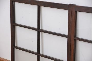 古民具・骨董　シックなガラス戸2枚セット(2)(引き戸、窓)