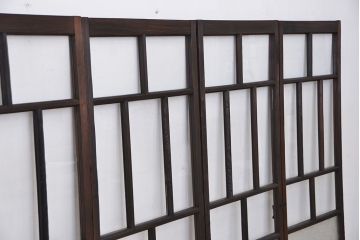 アンティーク　ダイヤガラスの入った縦型ガラス戸4枚(引き戸・窓)