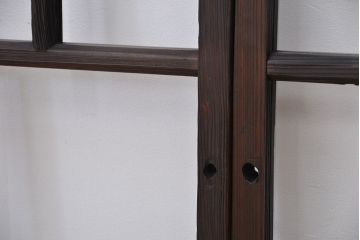 アンティーク　ダイヤガラスの入った縦型ガラス戸4枚(引き戸・窓)