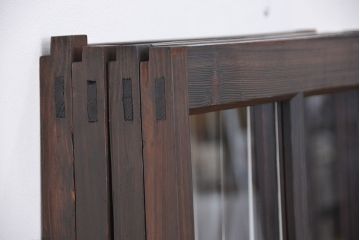 アンティーク　ダイヤガラスの入った縦型ガラス戸4枚(引き戸・窓)
