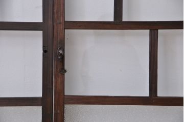 アンティーク　ダイヤガラスの入った縦型ガラス戸4枚(引き戸・窓)