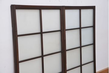 昭和レトロ　シックなガラス戸2枚セット(引き戸、建具、窓)