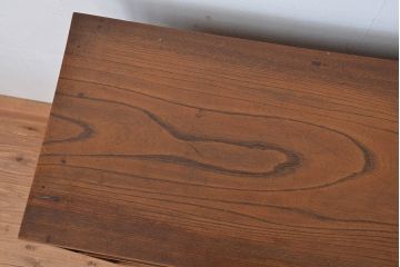 アンティーク家具　古民具・骨董　特注品黒柿孔雀杢と欅材の上質な茶箪笥(水屋箪笥、食器棚、収納棚)