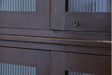 アンティーク家具　☆アンティーク　モールガラス入り三段重ねブックケース(本箱、本棚)