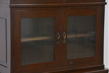 アンティーク家具　☆アンティーク　モールガラス入り三段重ねブックケース(本箱、本棚)