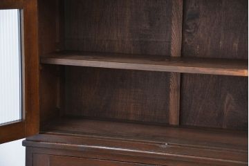 アンティーク家具　☆アンティーク　モールガラス入り三段重ねブックケース(本箱、本棚)