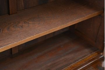アンティーク家具　☆アンティーク　モールガラス入り三段重ねブックケース(本箱、本棚)