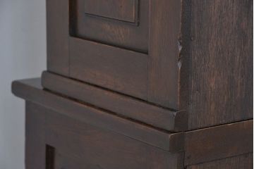 アンティーク家具　☆アンティーク　モールガラス入り三段重ねブックケース(本箱、本棚)