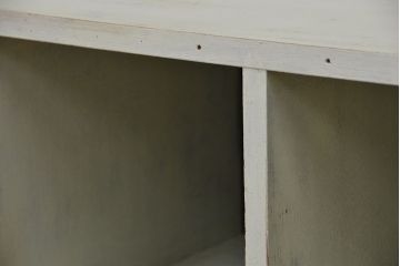 レトロ家具　昭和レトロ　大振りなアンティークペイントマス目棚(升目棚、飾り棚、陳列棚)