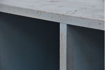 レトロ家具　昭和レトロ　古い木のアンティークペイントマス目棚(升目棚、飾り棚、陳列棚)