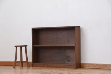 レトロ家具　昭和レトロ　古い木のシンプルな薄型飾り棚(1)(本棚)