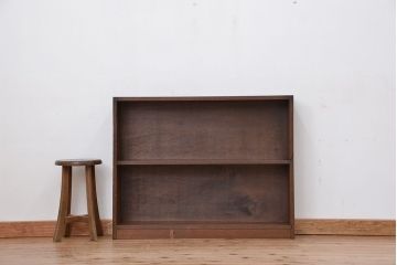 レトロ家具　昭和レトロ　古い木のシンプルな薄型飾り棚(1)(本棚)