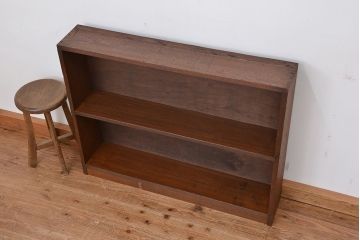 レトロ家具　昭和レトロ　古い木のシンプルな薄型飾り棚(1)(本棚)