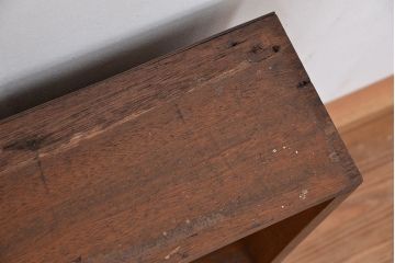 レトロ家具　昭和レトロ　古い木のシンプルな薄型飾り棚(1)(本棚)