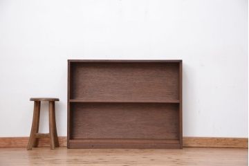 レトロ家具　昭和レトロ　古い木のシンプルな薄型飾り棚(2)(本棚)