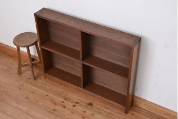 レトロ家具　昭和レトロ　古い木のシンプルな薄型飾り棚(3)(本棚)