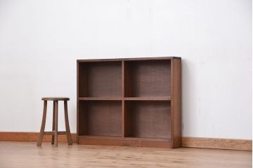 レトロ家具　昭和レトロ　古い木のシンプルな薄型飾り棚(4)(本棚)