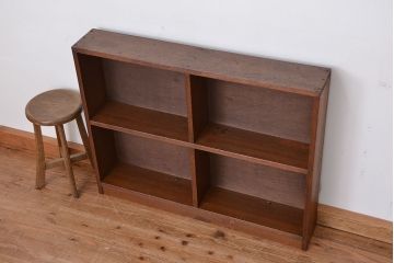 レトロ家具　昭和レトロ　古い木のシンプルな薄型飾り棚(4)(本棚)
