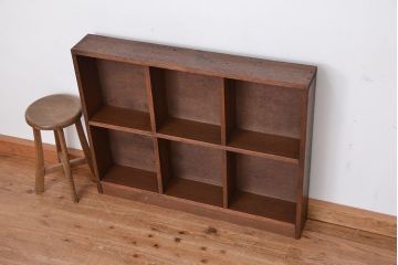 レトロ家具　昭和レトロ　古い木のシンプルな薄型飾り棚(5)(本棚)