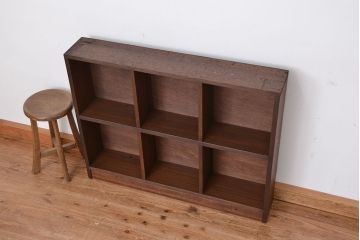 レトロ家具　昭和レトロ　古い木のシンプルな薄型飾り棚(6)(本棚)