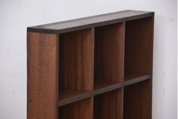 レトロ家具　昭和レトロ　古い木のシンプルな薄型飾り棚(6)(本棚)