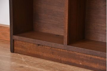 レトロ家具　昭和レトロ　古い木のシンプルな薄型飾り棚(6)(本棚)