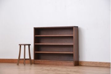 レトロ家具　昭和レトロ　古い木のシンプルな薄型飾り棚(7)(本棚)