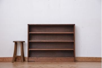 レトロ家具　昭和レトロ　古い木のシンプルな薄型飾り棚(7)(本棚)