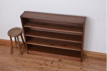 レトロ家具　昭和レトロ　古い木のシンプルな薄型飾り棚(7)(本棚)